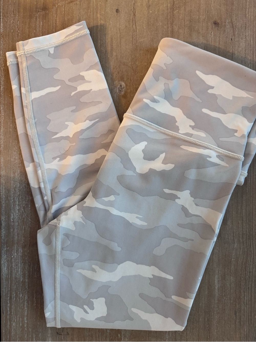 Athleta Gray & Cream Camo 7/8 Elation Tights